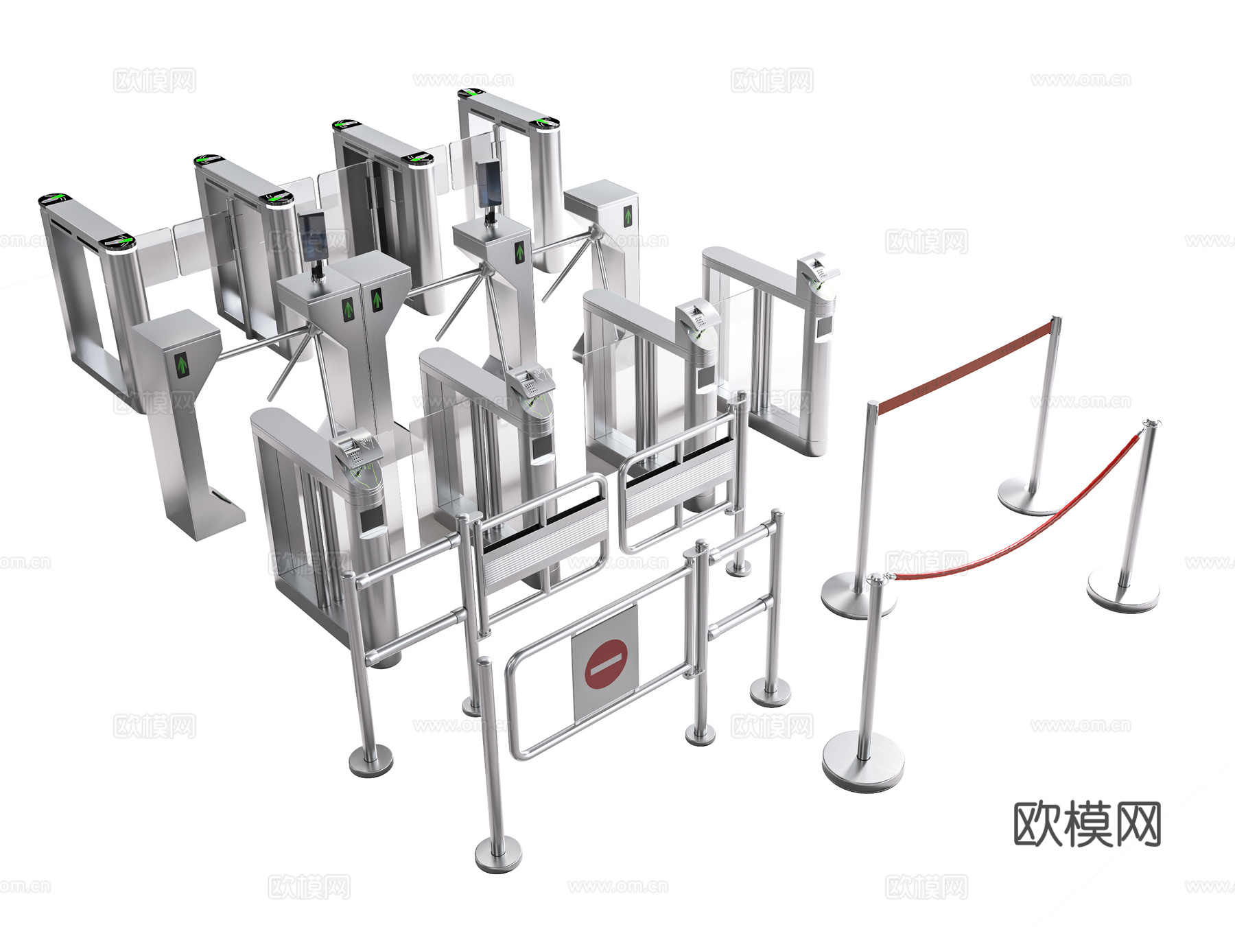 现代闸机 门禁机 闸门 感应门 人脸识别门3d模型