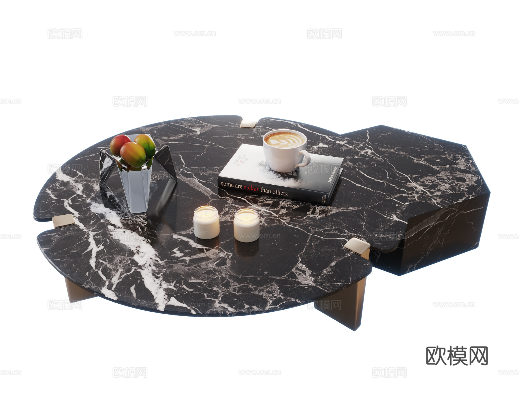 现代茶几 大理石茶几 石材茶几 圆形茶几 字母茶几 茶几摆件3d模型