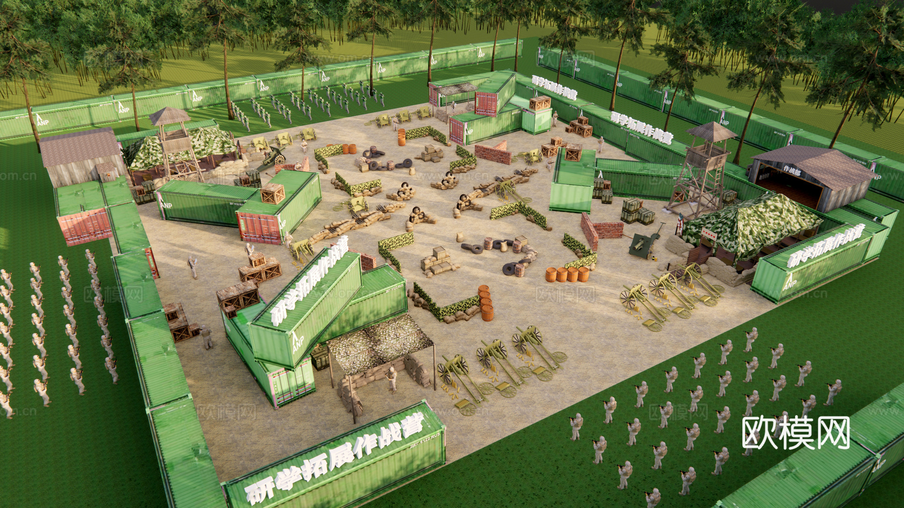 现代真人CS基地训练场su模型下载
