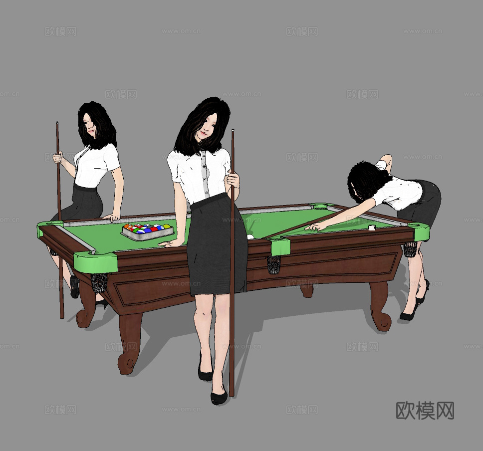 现代台球桌su模型下载