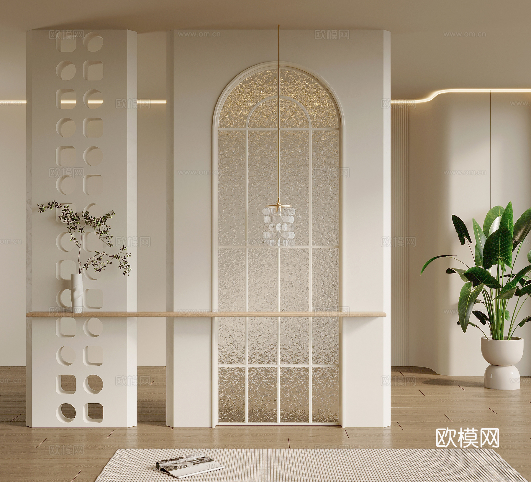 法式奶油风玄关 玄关背景 玄关隔断3d模型