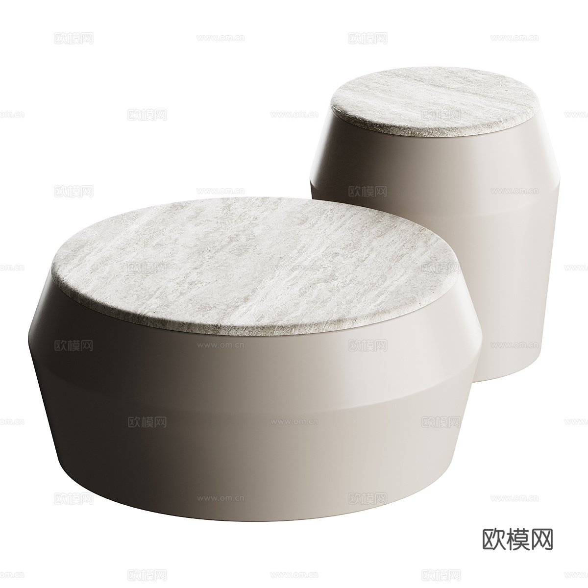 现代意式极简 UFO 大理石圆茶几3d模型