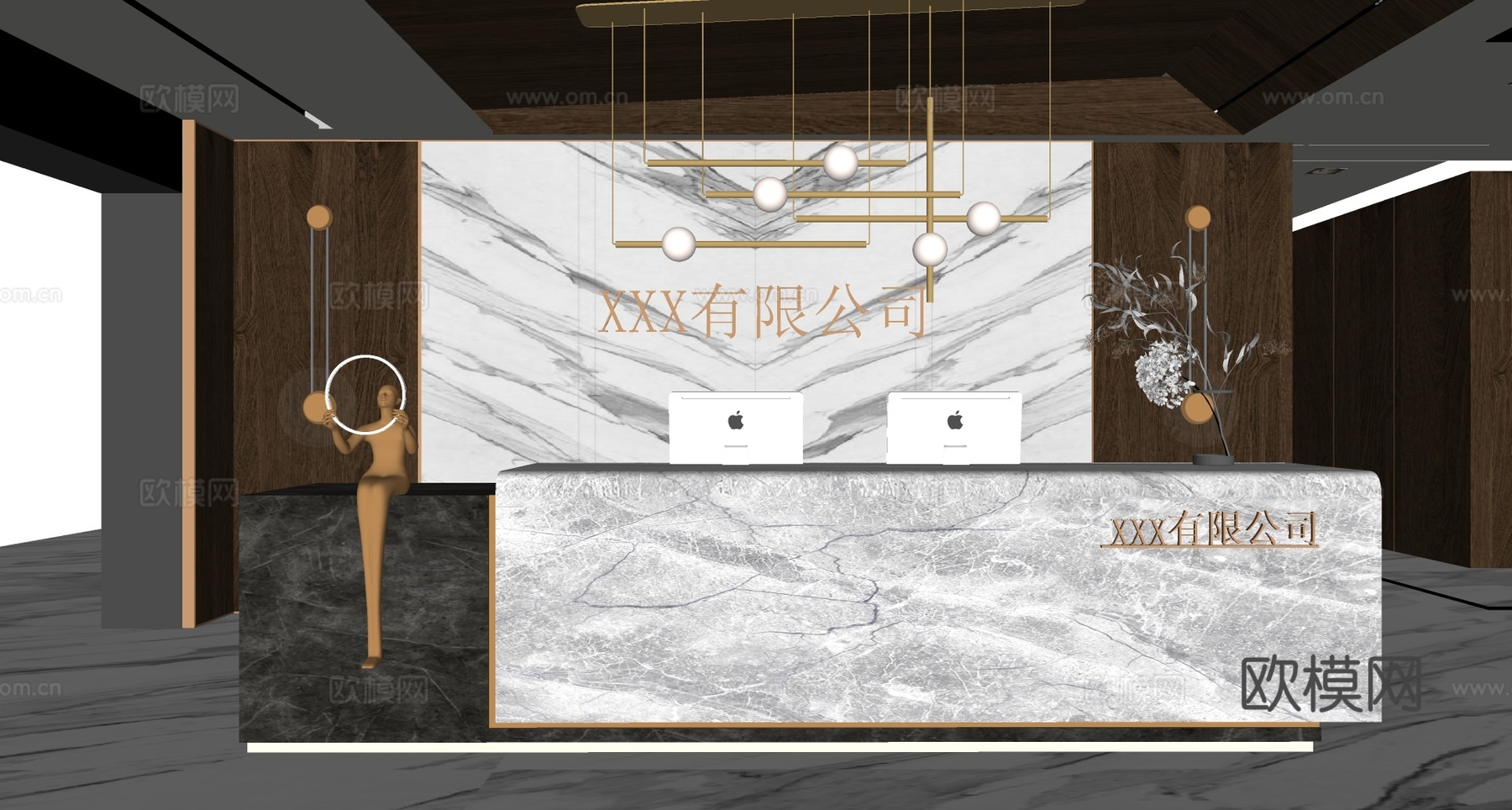 现代公司前台su模型下载下载