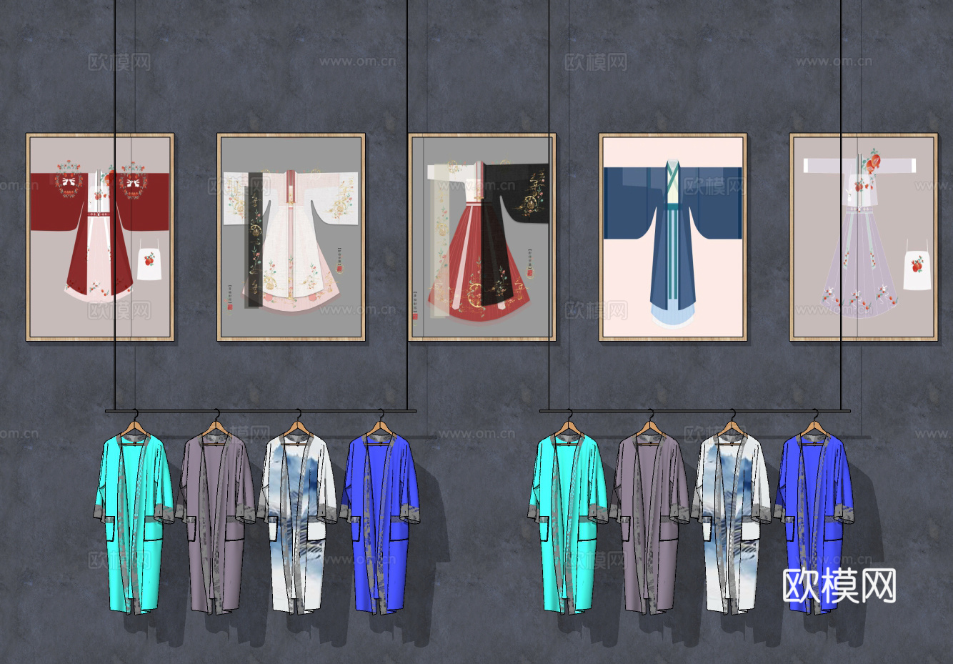 中式汉服服饰su模型下载