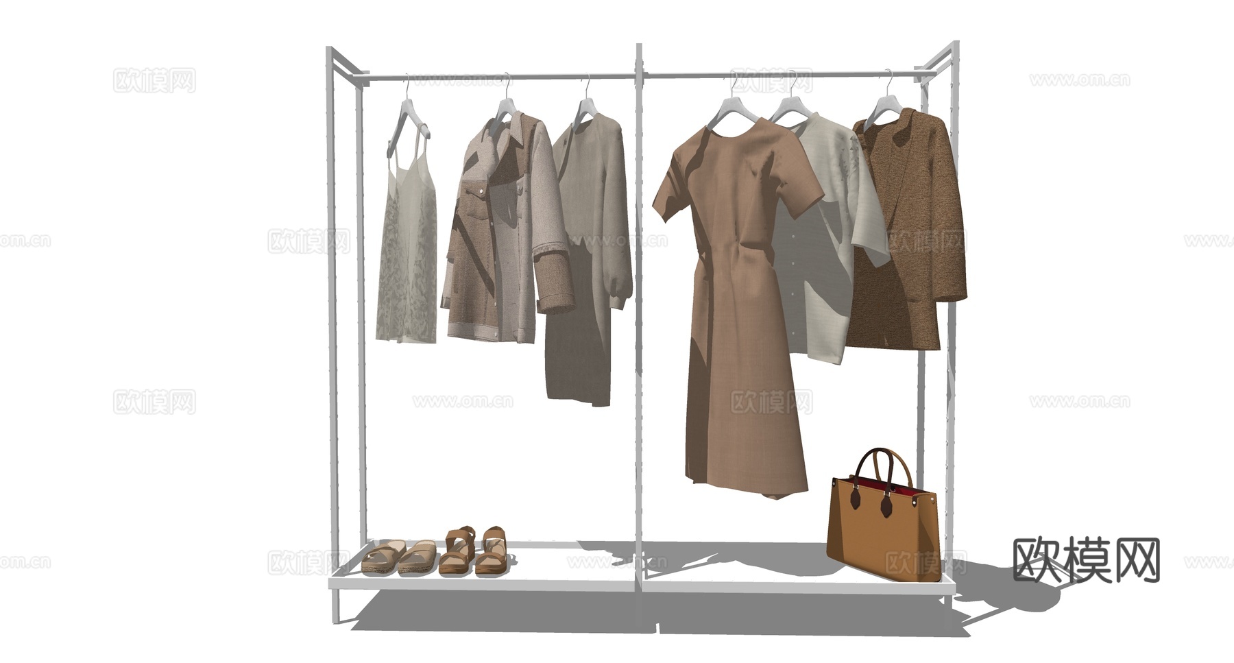 现代衣架衣服服装su模型下载