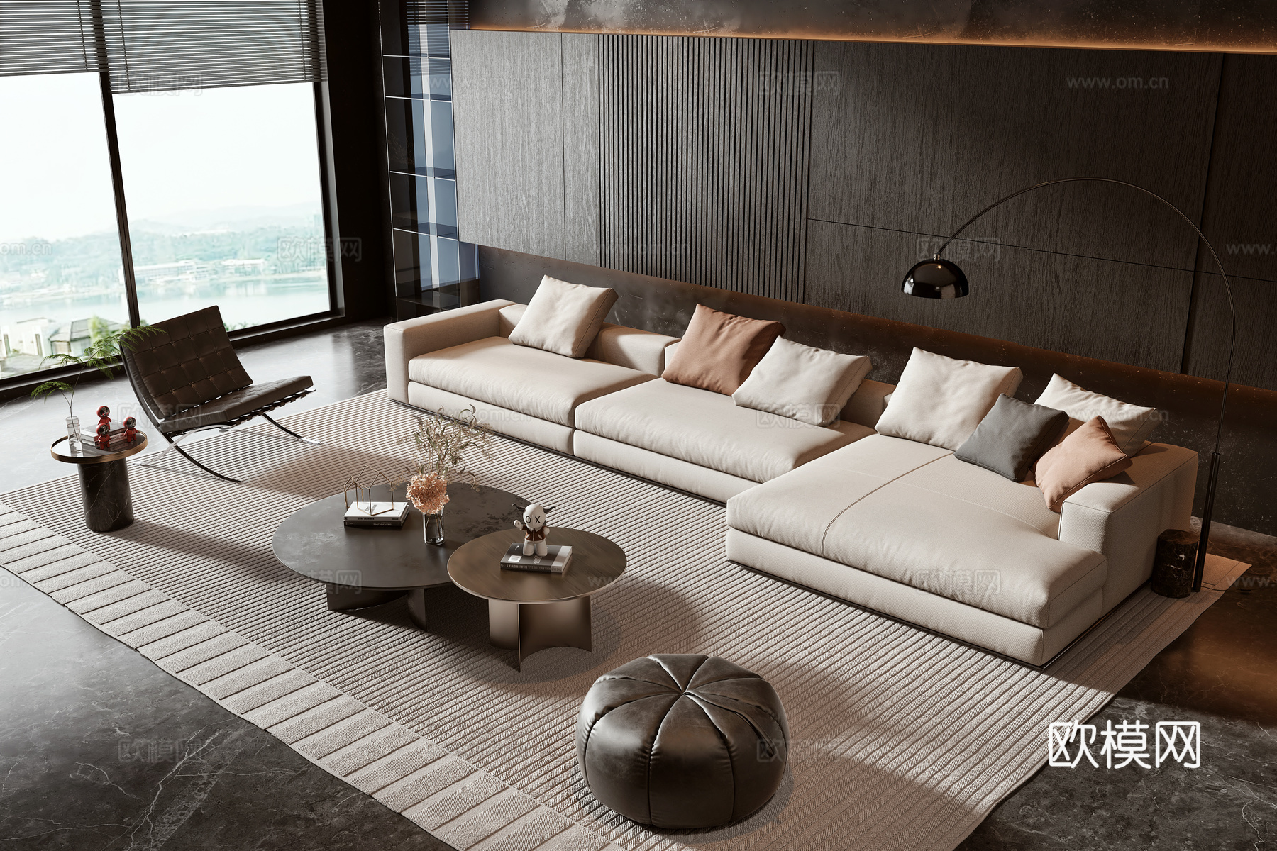 Minotti现代沙发茶几组合3d模型