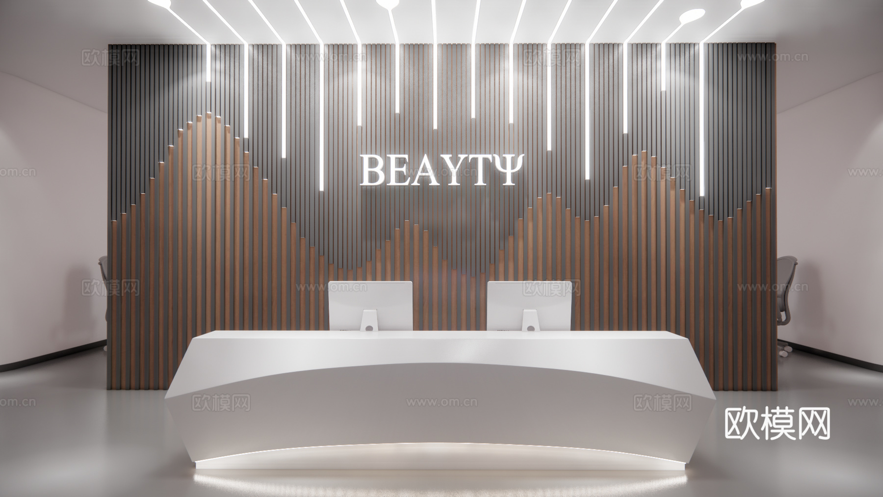 现代公司前台su模型下载下载（渲染图1）