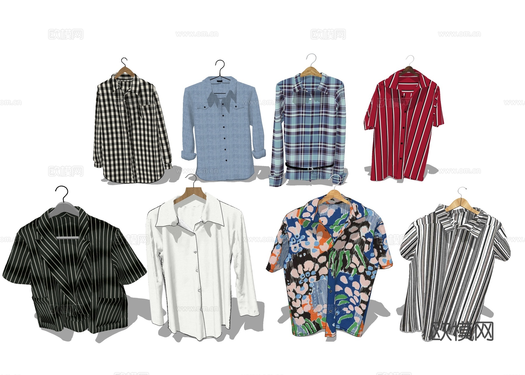 男士服饰 沙滩花衬衫 衣服 服饰su模型下载