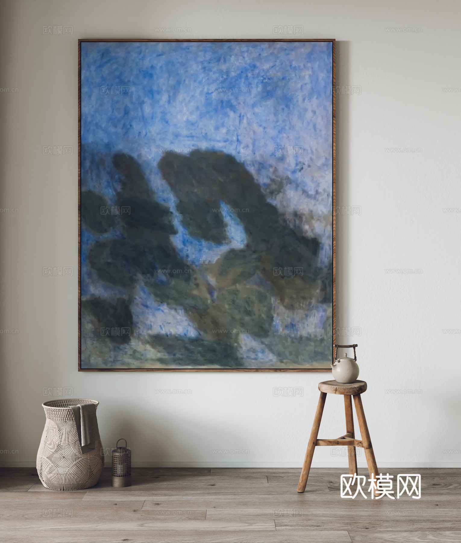 现代挂画 装饰画 凳子3d模型