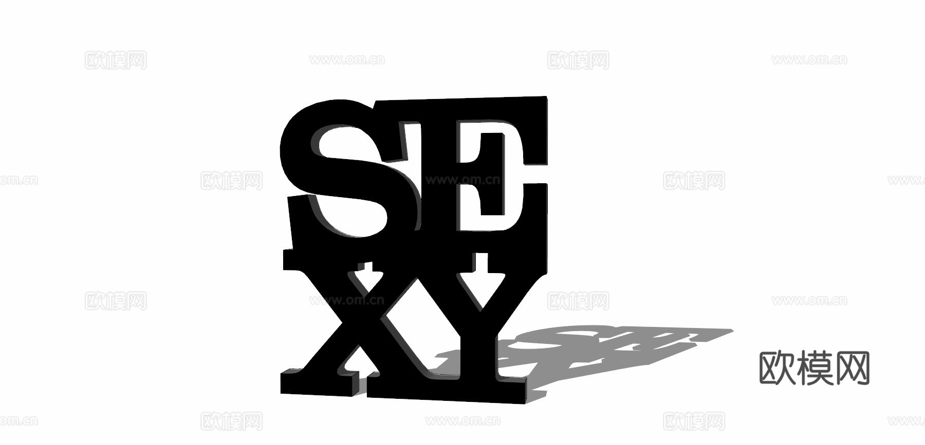 现代字母挂件免费su模型下载