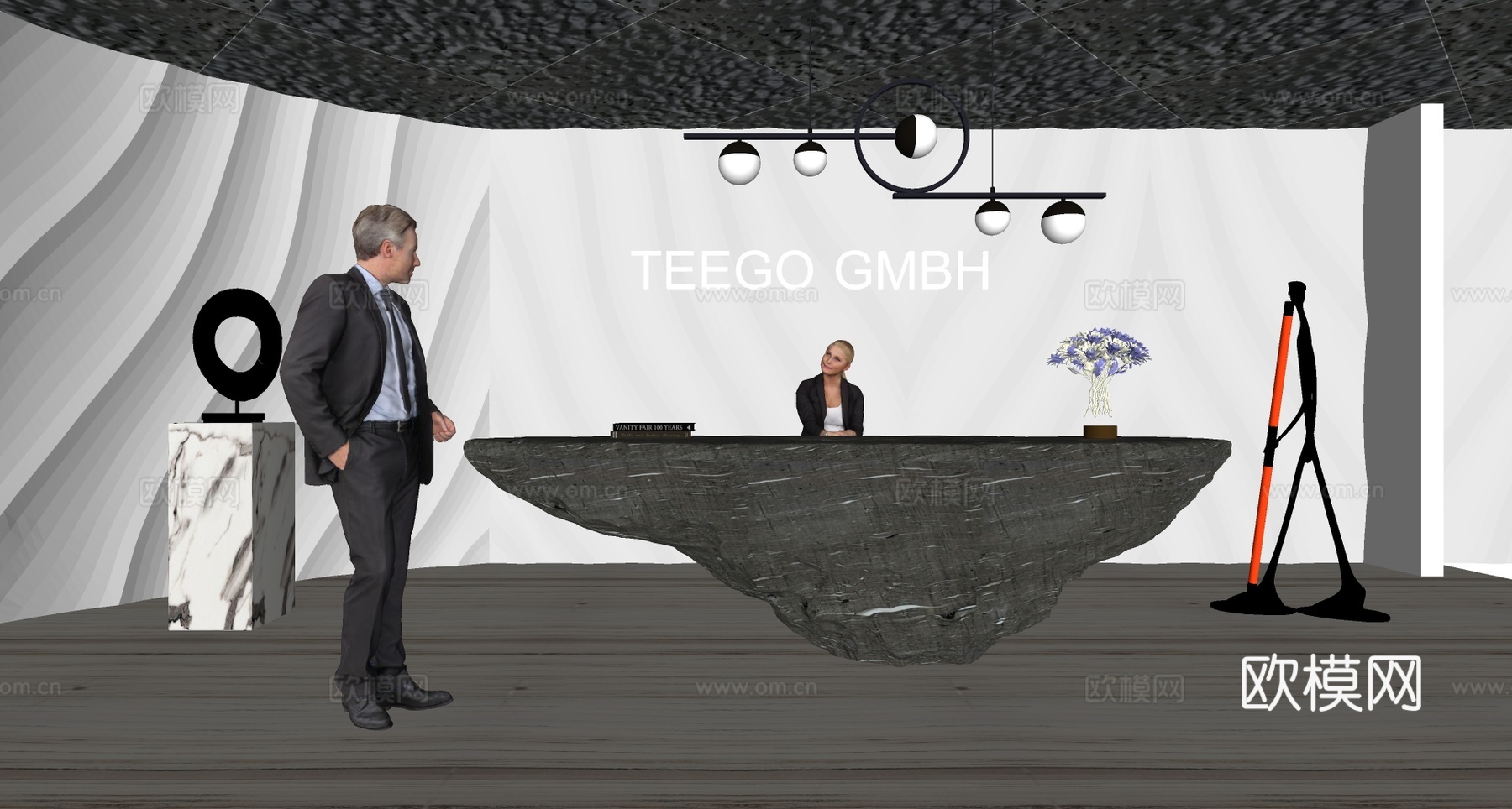 现代公司前台su模型下载下载