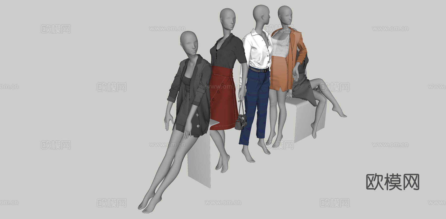服装模特su模型下载