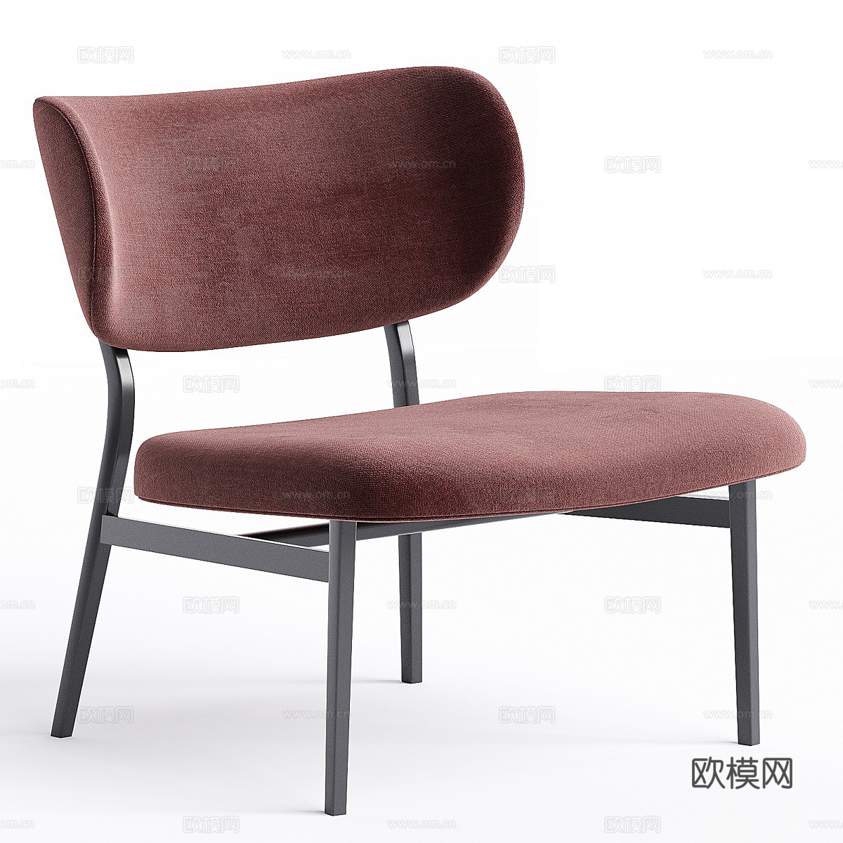 现代意式极简布艺木质扶手椅3d模型