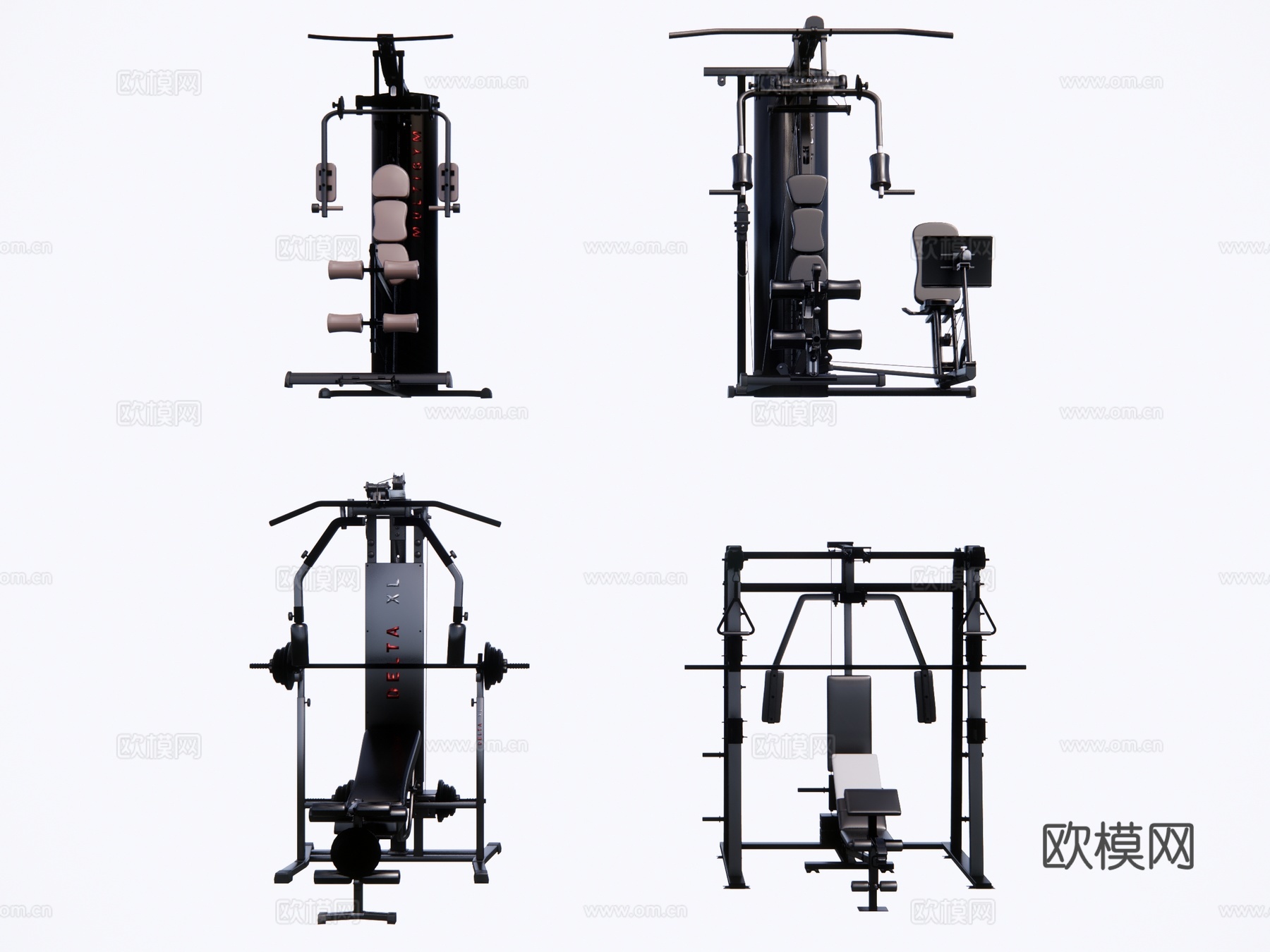 现代健身器械 健身器材su模型下载