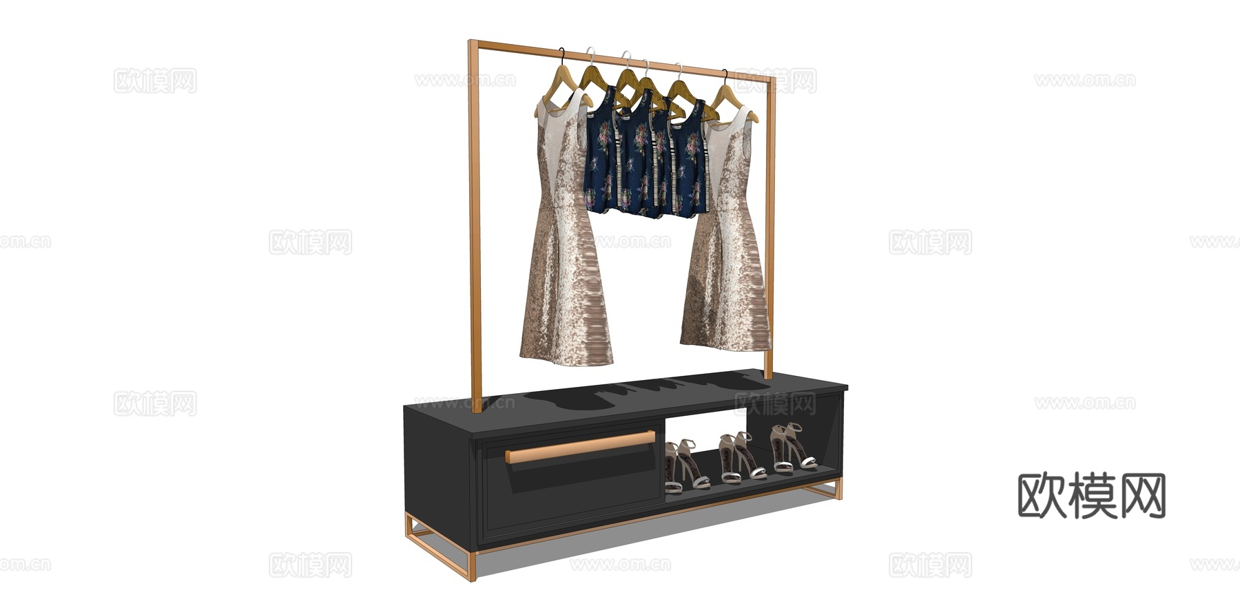 现代服装店挂衣架su模型下载