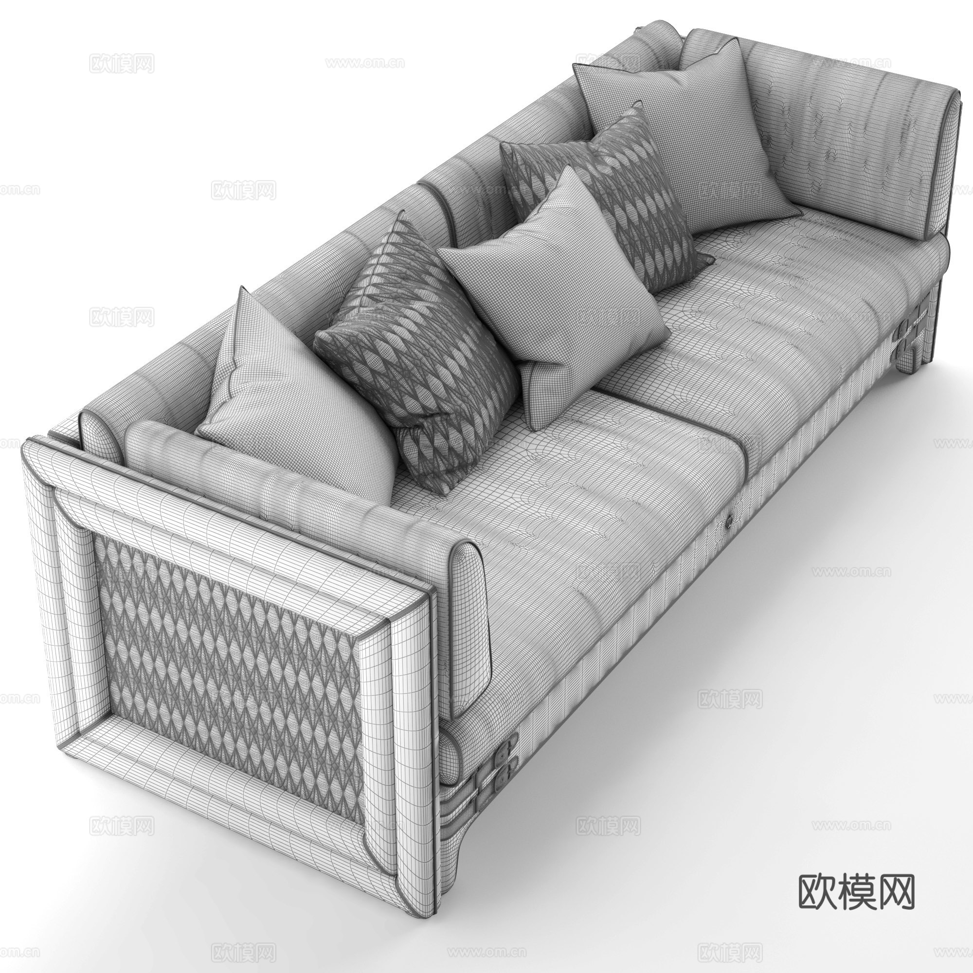 现代轻奢双人沙发皮革沙发模型3d模型