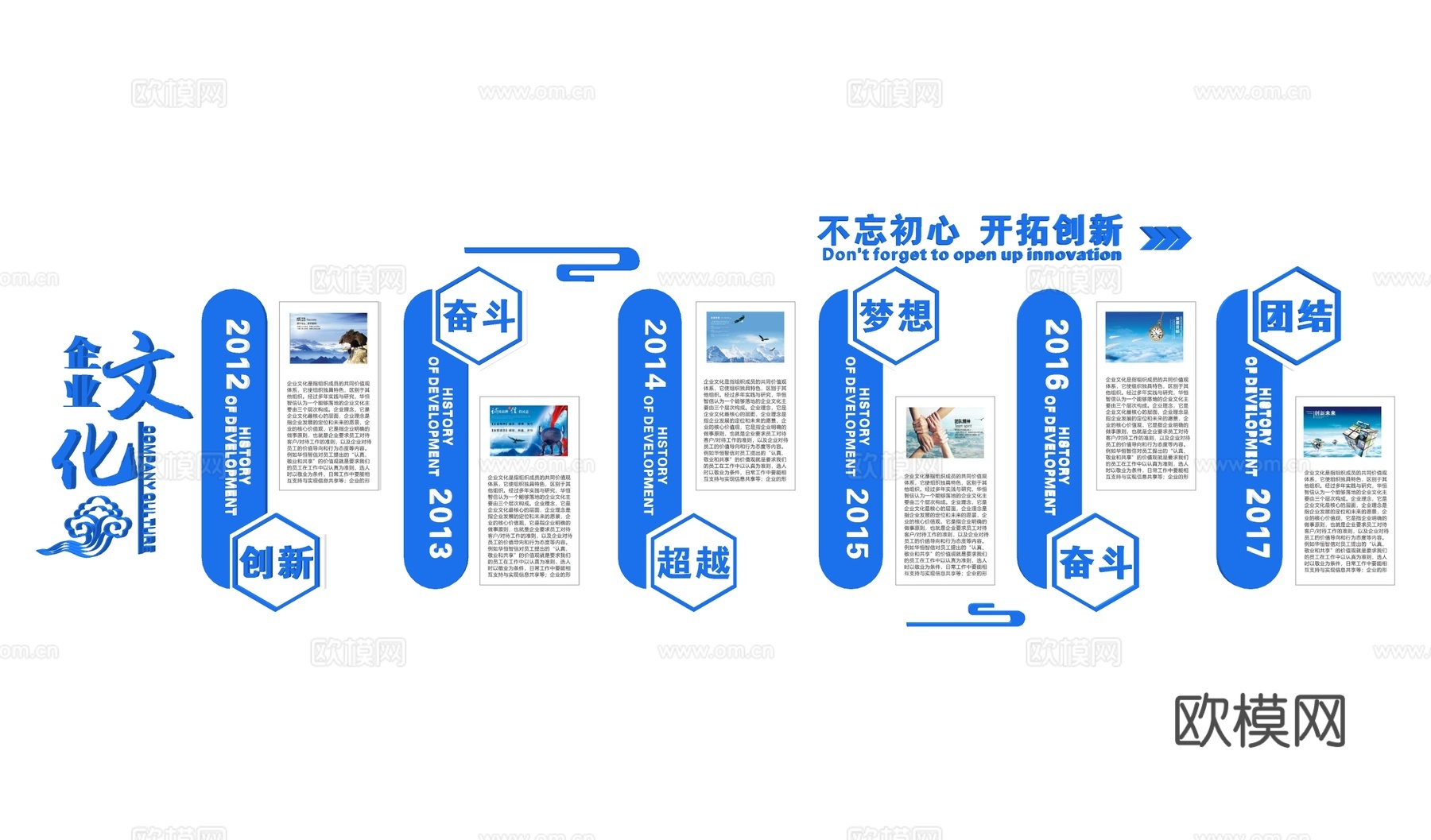 现代企业文化墙su模型下载