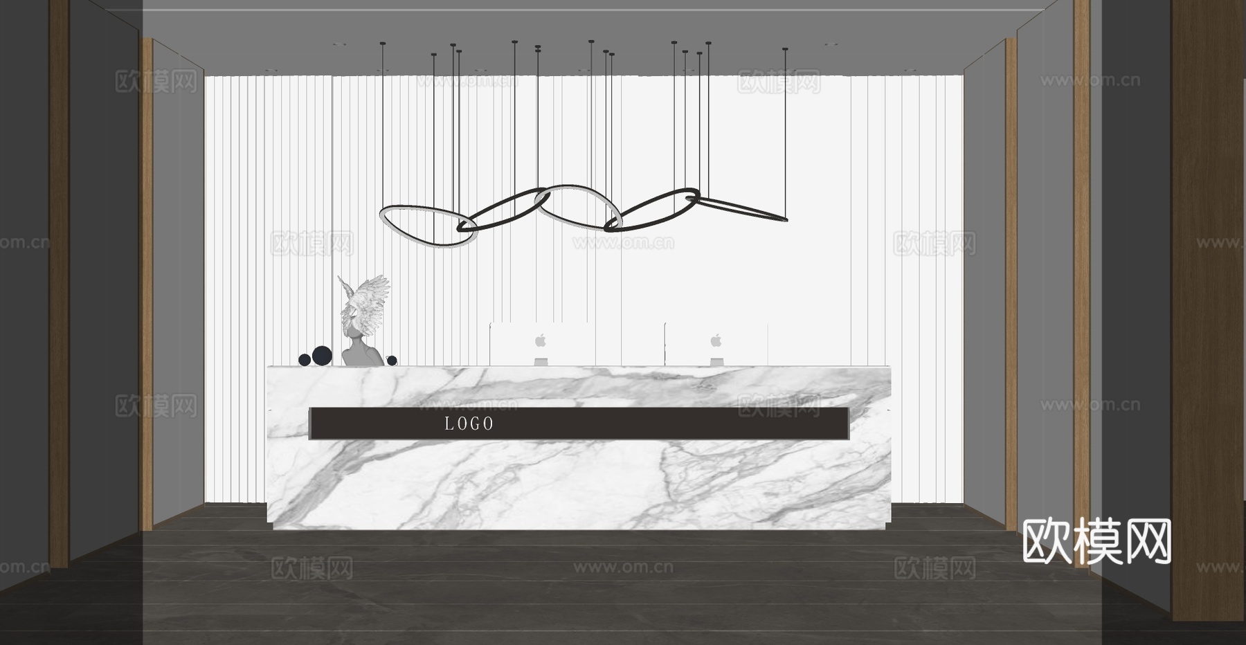 现代公司前台su模型下载下载（渲染图2）