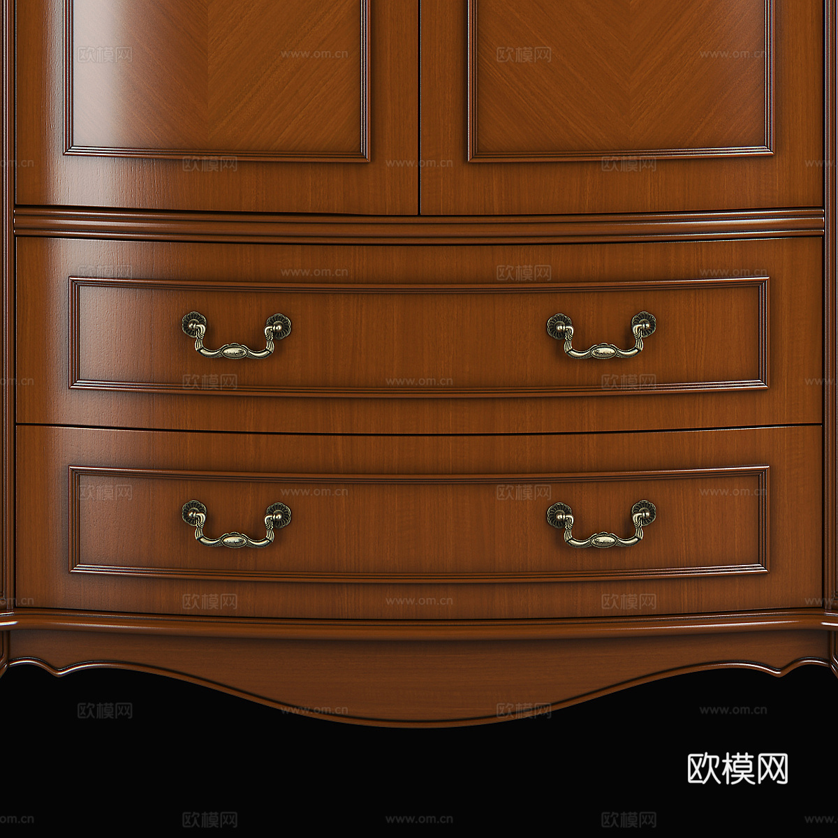 美式复古成品衣柜3d模型