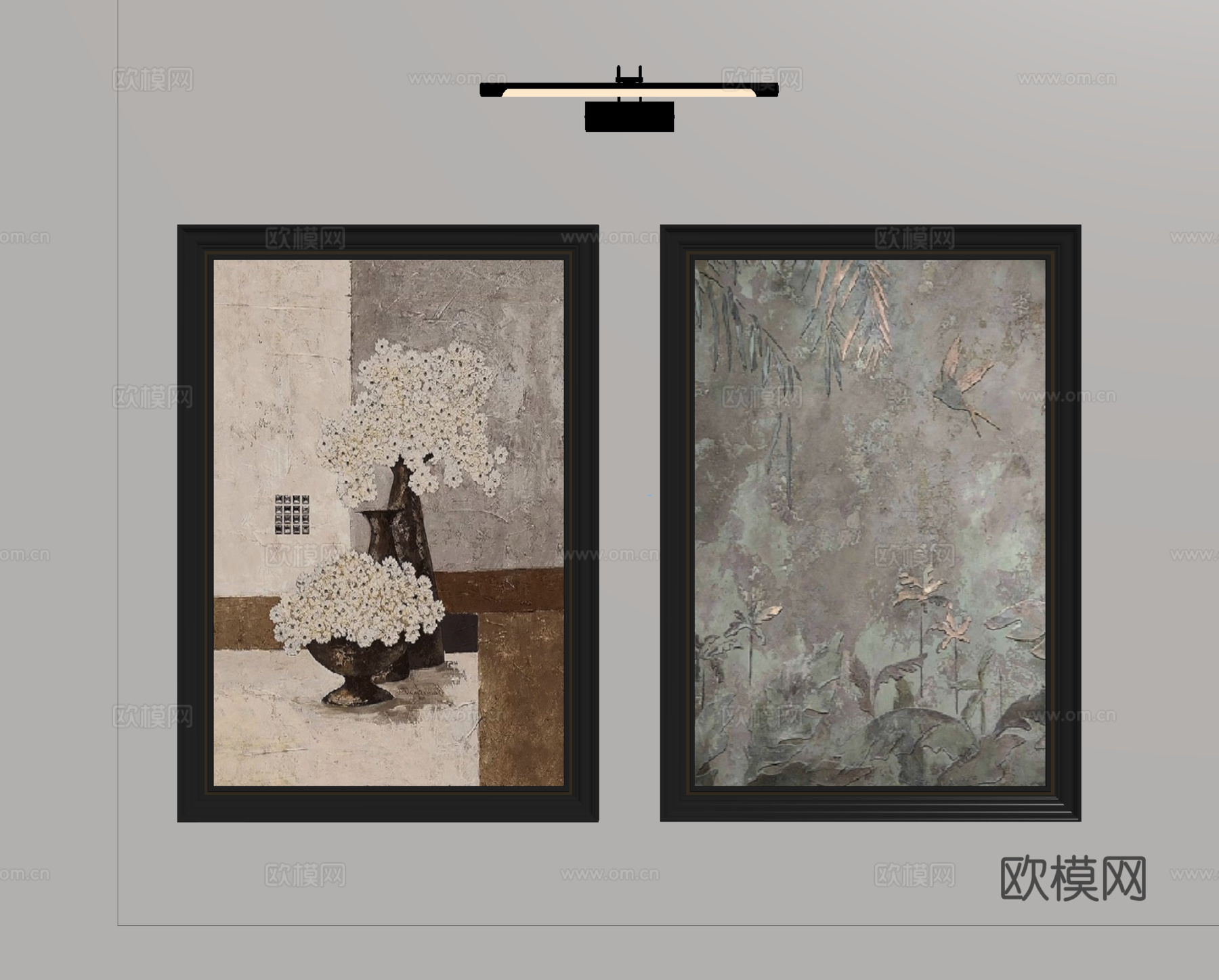 法式中古风挂画组合 挂画 装饰画su模型