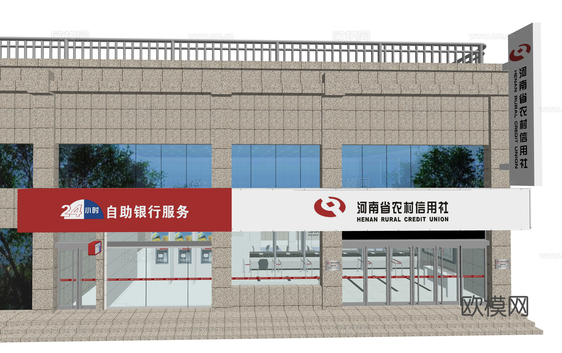 现代银行大堂su模型下载
