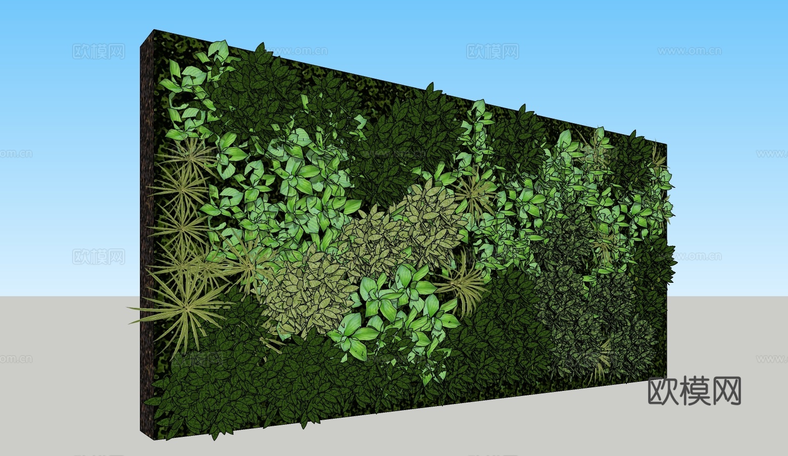 现代绿植背景墙su模型下载