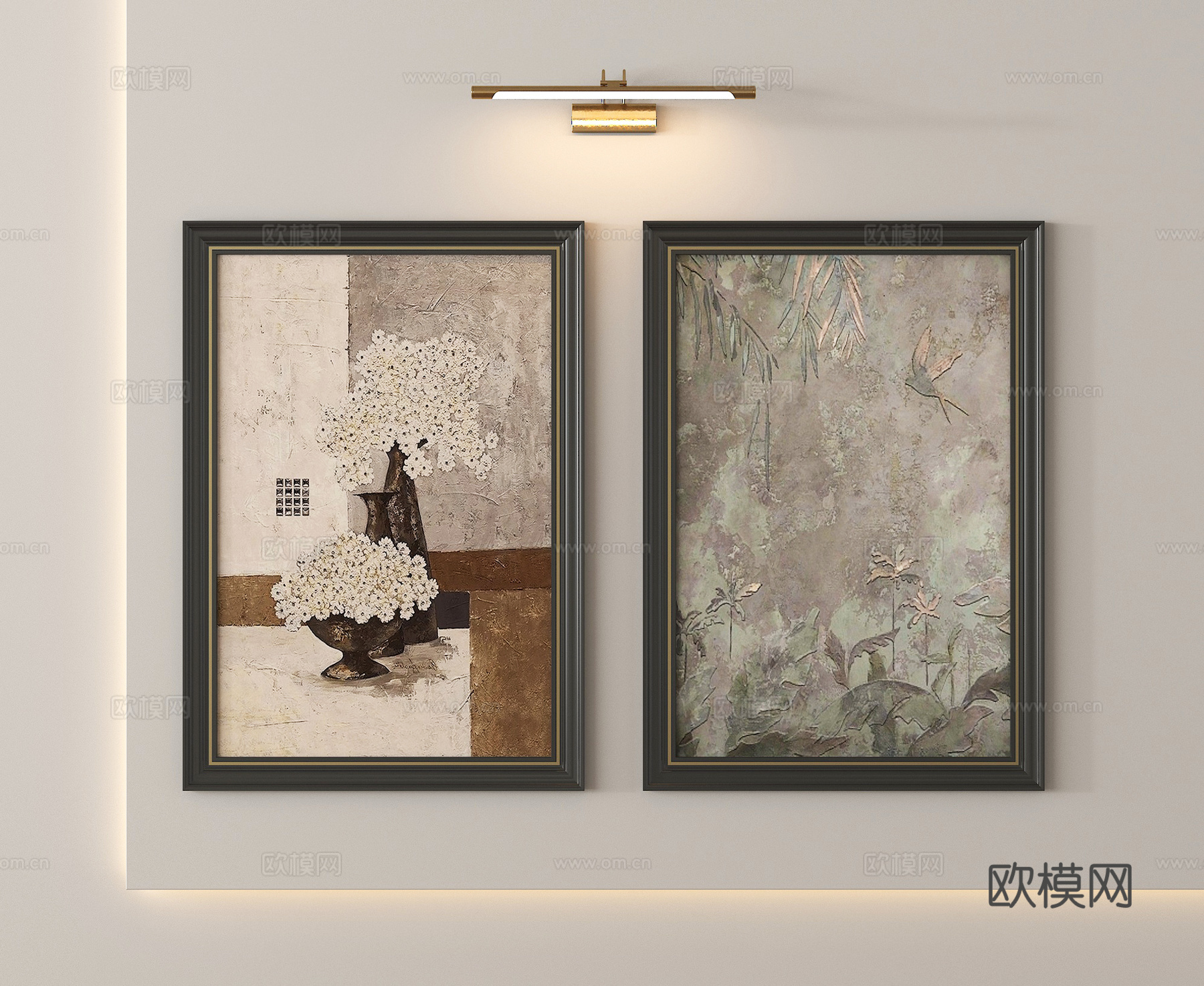 法式中古风挂画组合 挂画 装饰画su模型