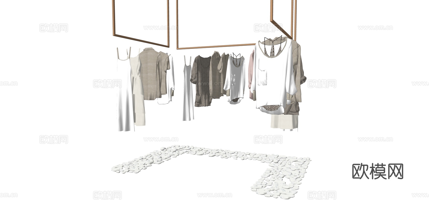 现代衣服挂架su模型下载