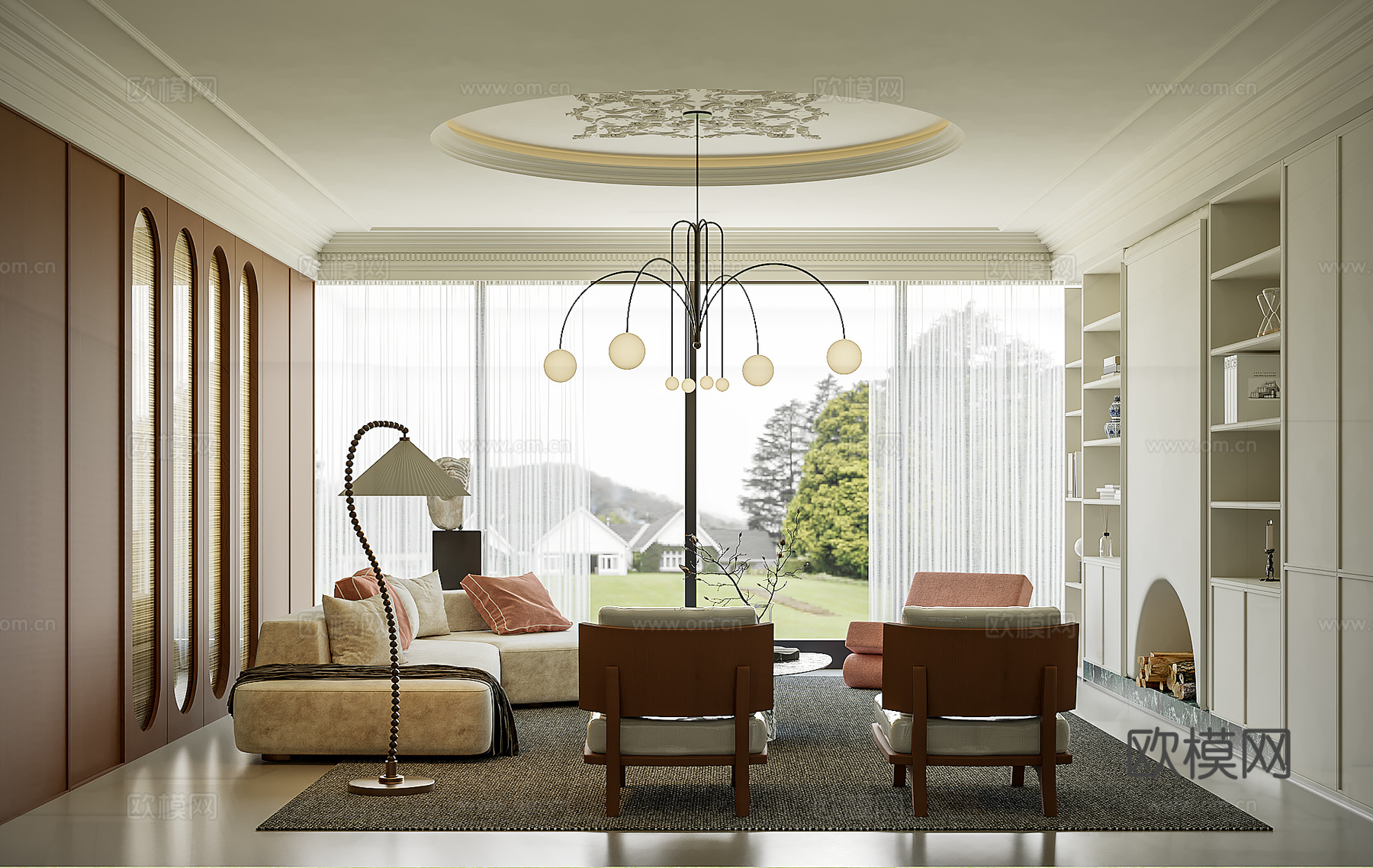 法式中古风客厅3d模型下载