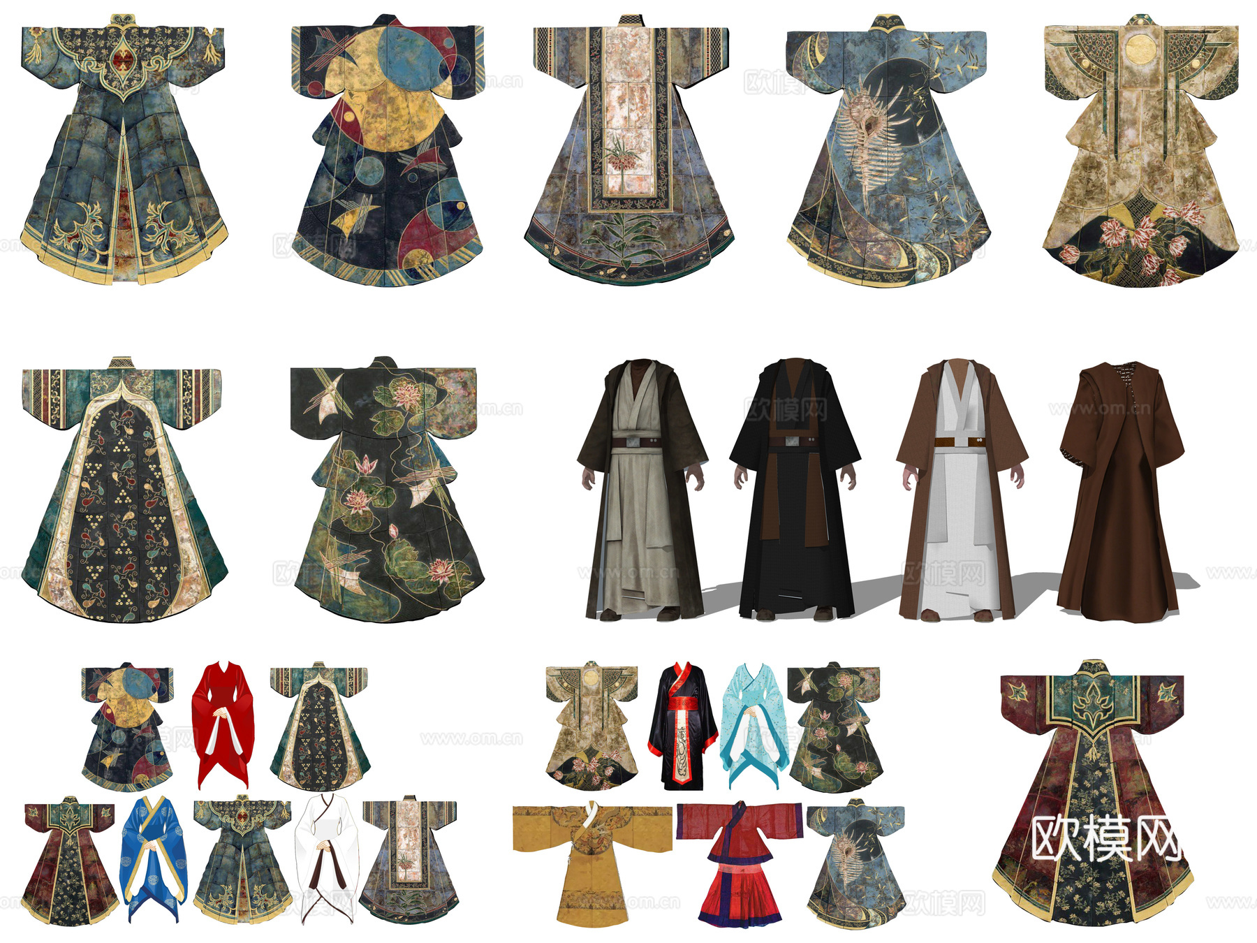 中式古代服饰汉服su模型下载