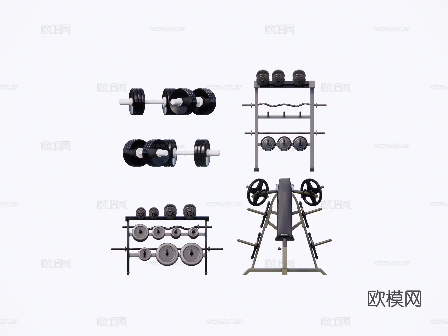 现代健身器械 健身器材su模型下载
