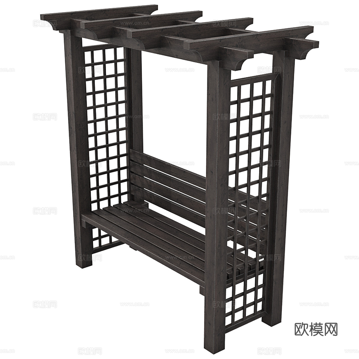 新中式户外木质吊椅3d模型