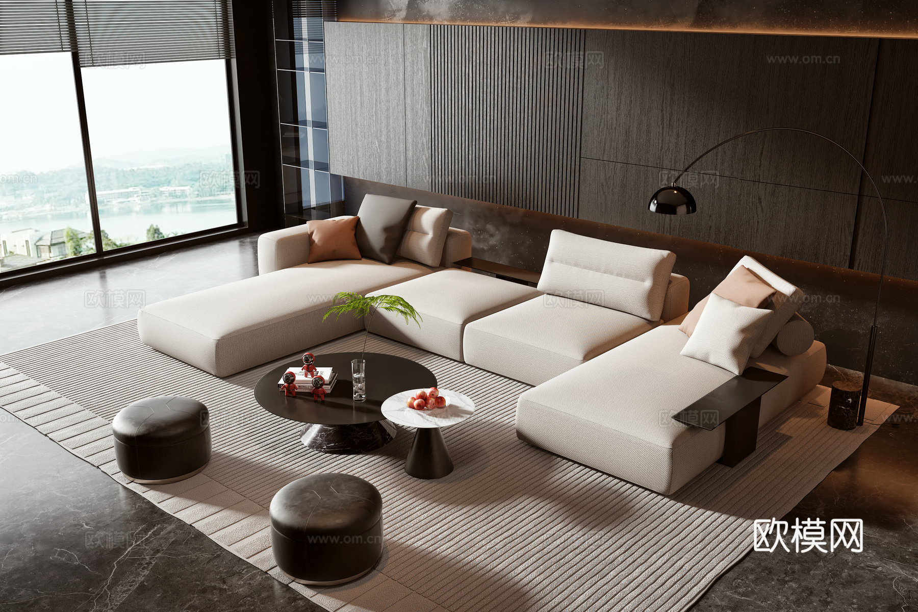 Minotti现代沙发茶几组合3d模型