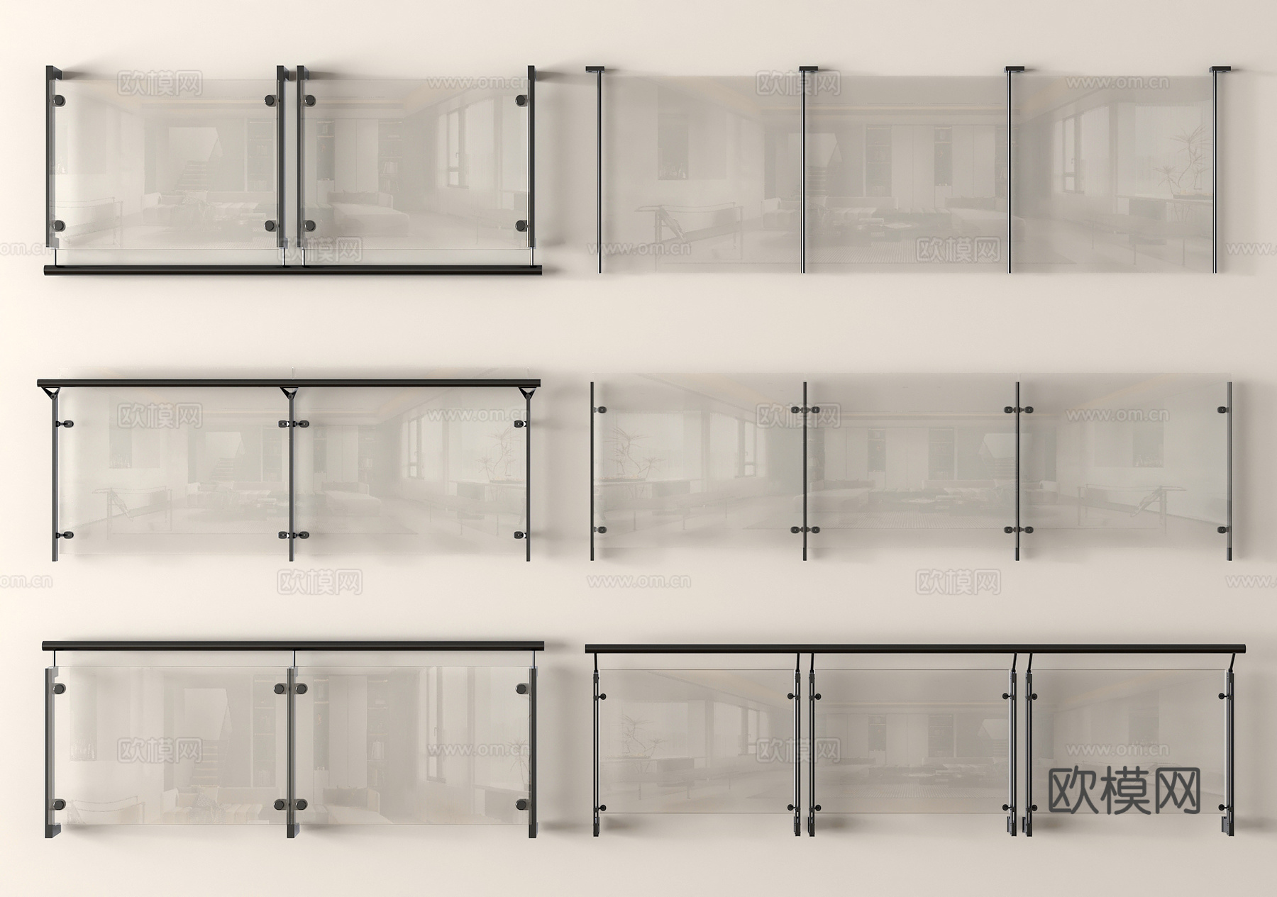 玻璃栏杆 围栏 栅栏 护栏3d模型