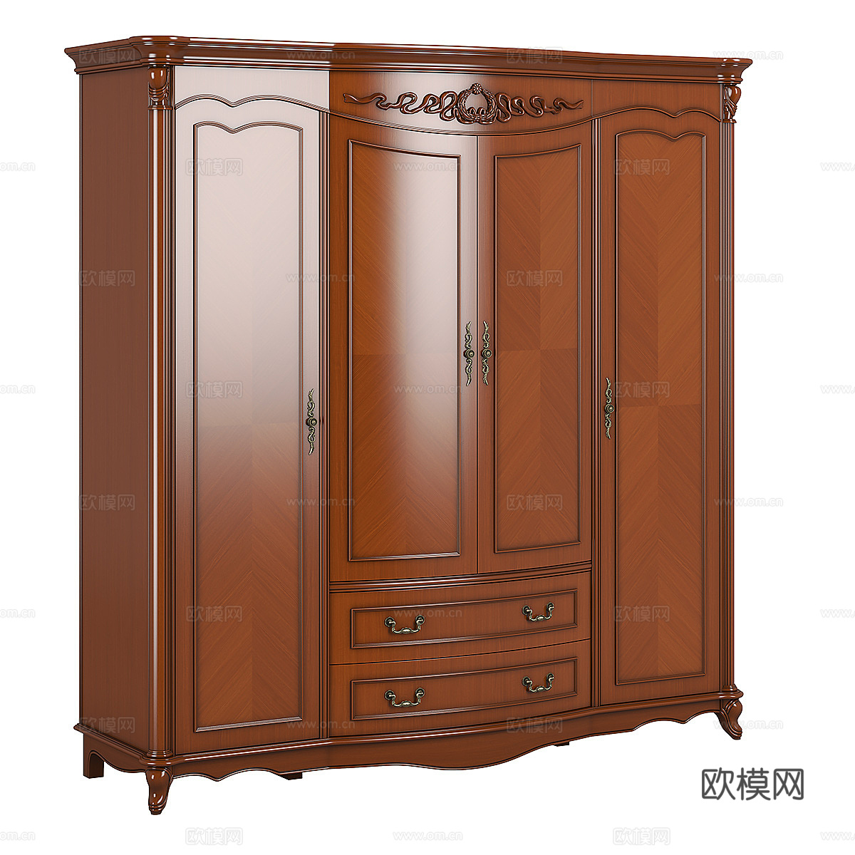 美式复古成品衣柜3d模型