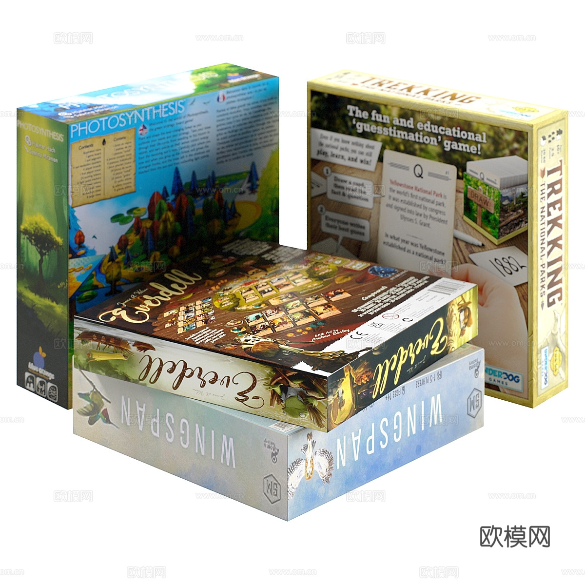 现代棋盘游戏套装3d模型