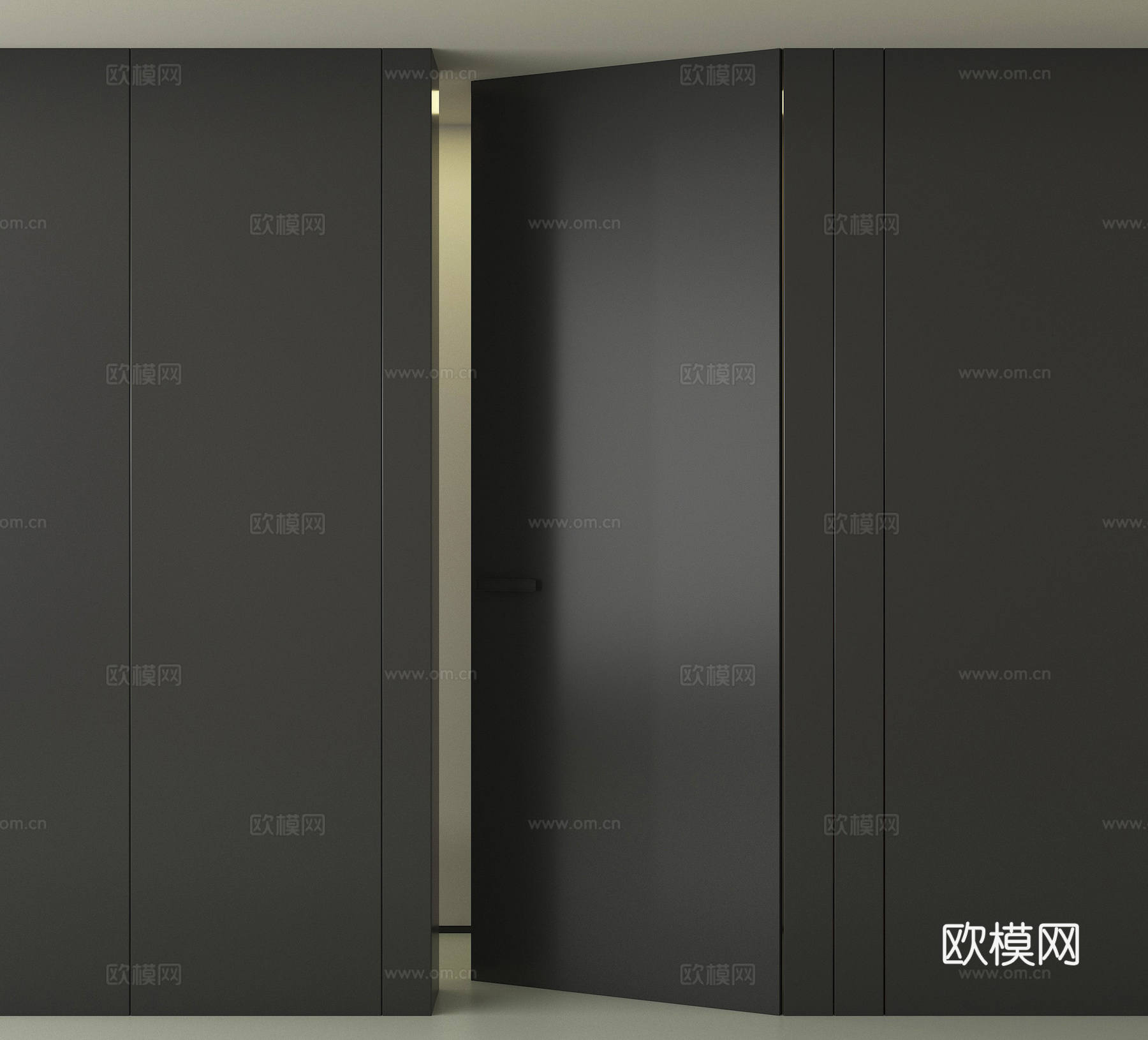 现代单开门 极简隐形门 卧室门su模型
