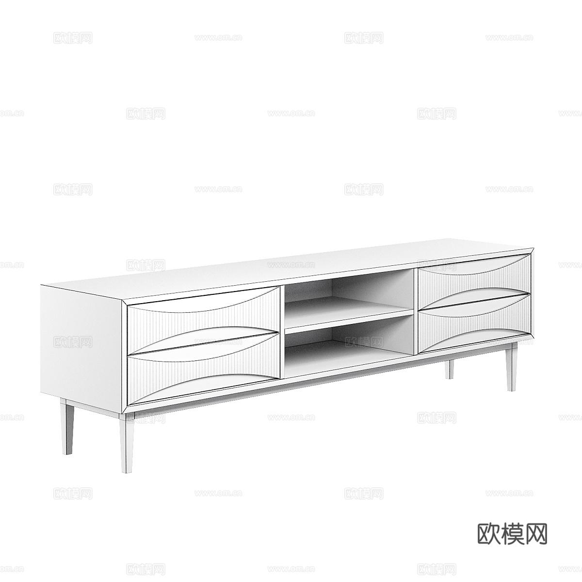 新中式实木电视柜3d模型