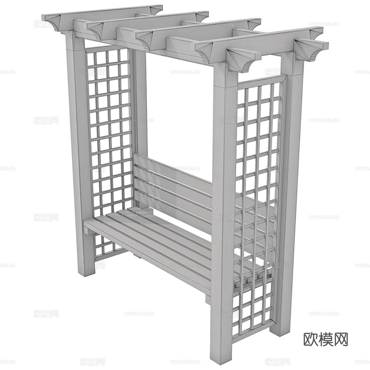 新中式户外木质吊椅3d模型