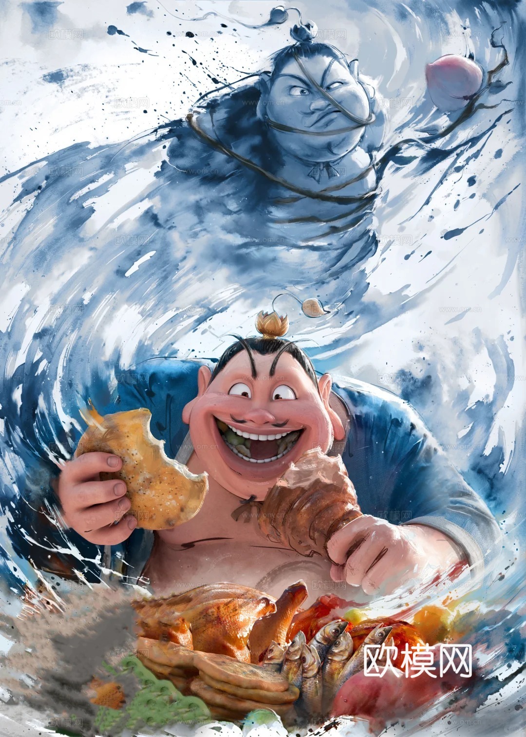 现代纸书本_哪吒海报封面贴图