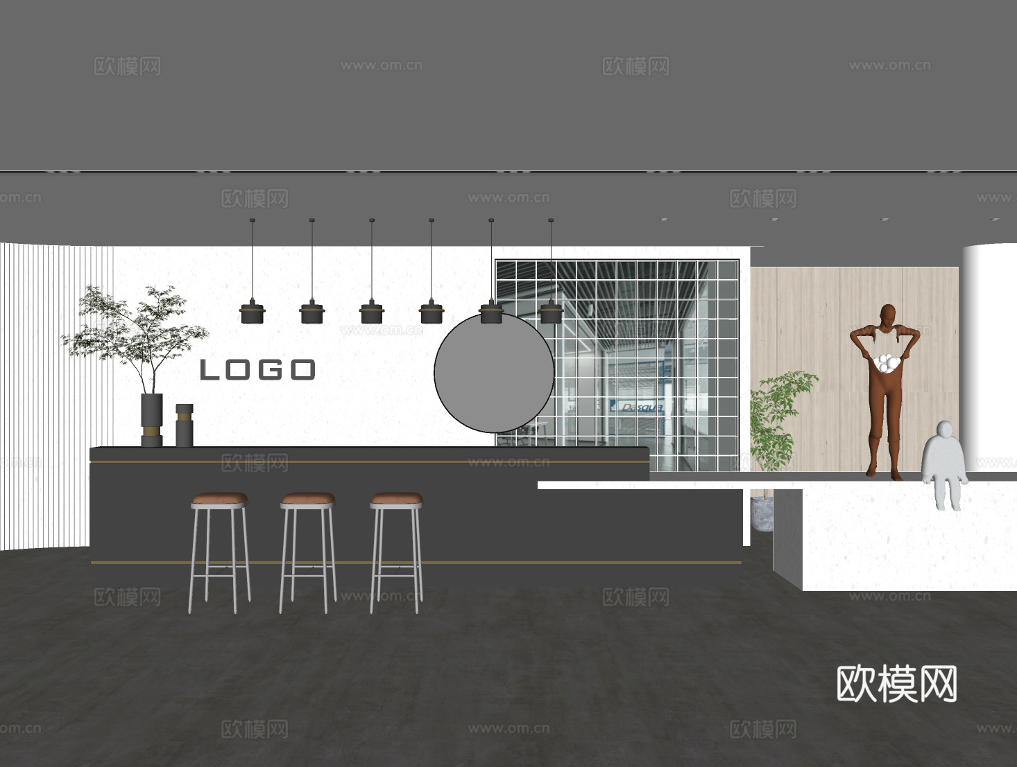 现代公司前台su模型下载下载