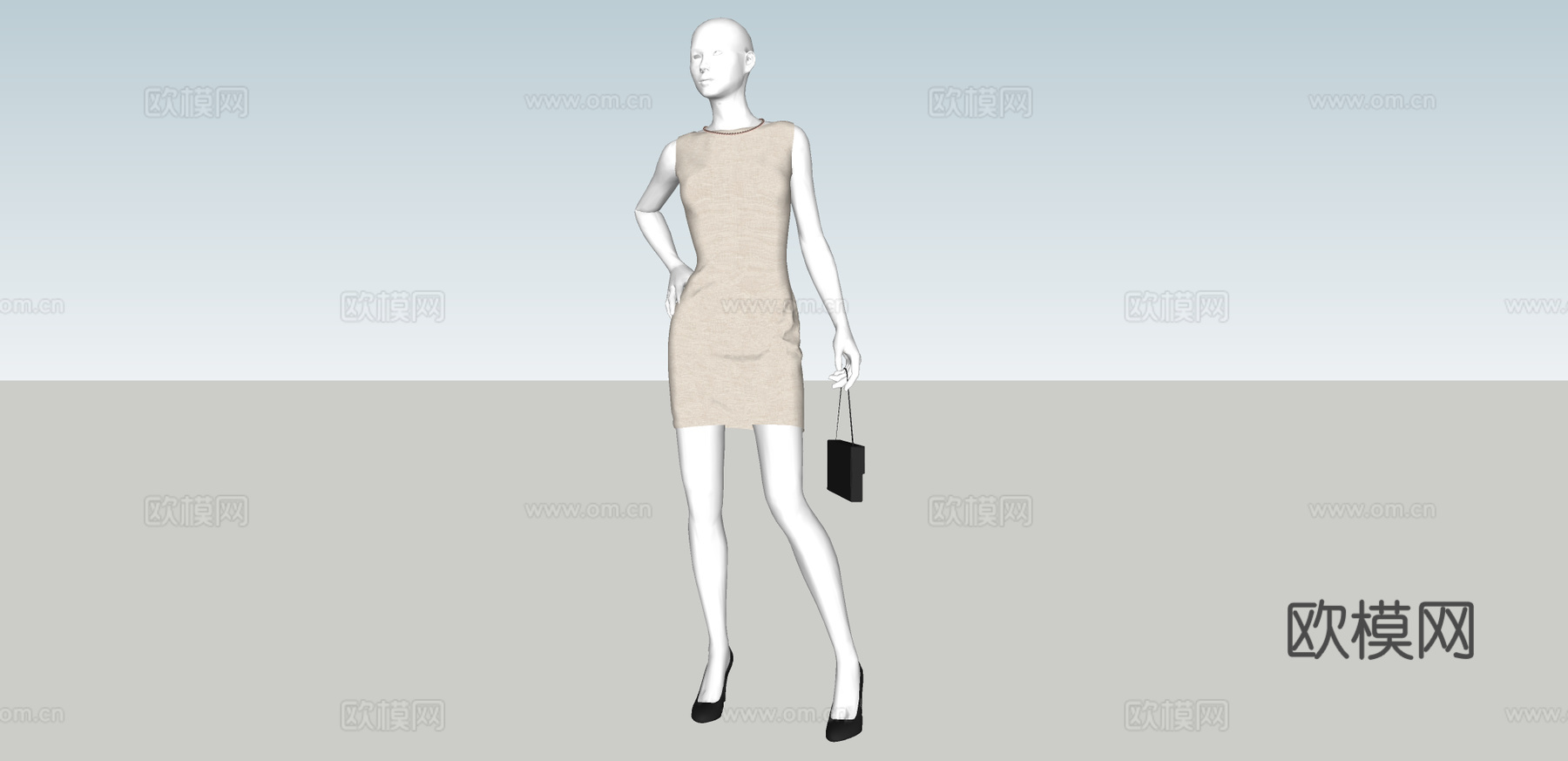 现代服装模特su模型下载