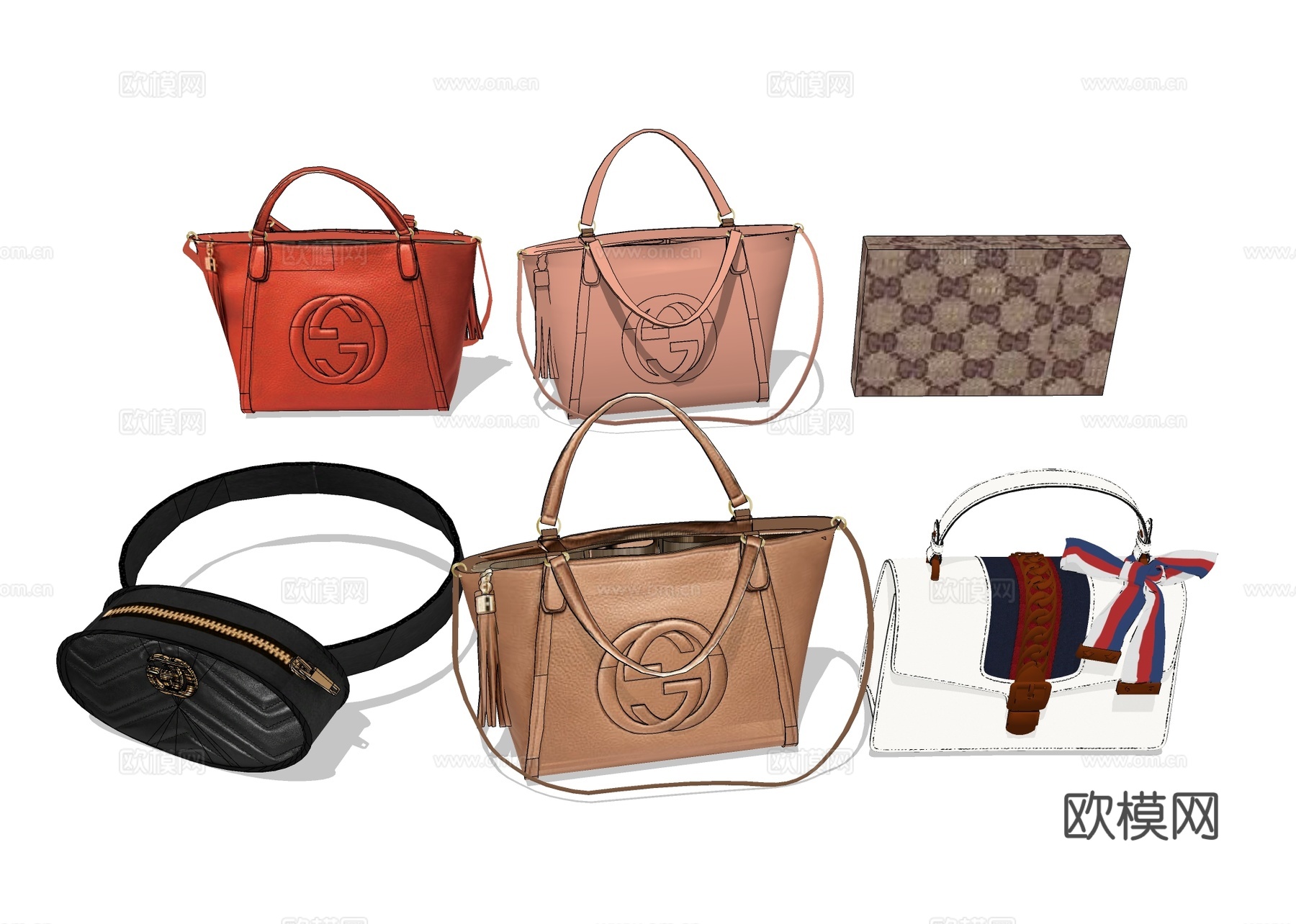 古驰手提包 Gucci女包su模型下载