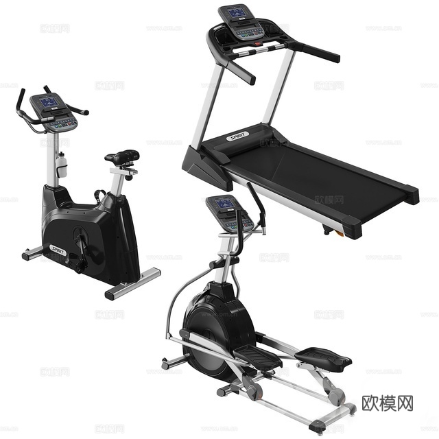 现代跑步机健身器材su模型下载