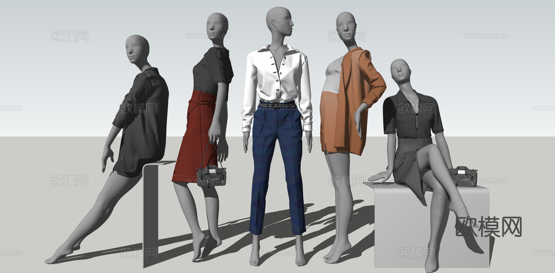 服装模特su模型下载