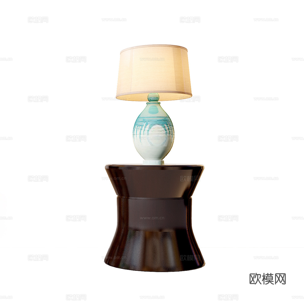 新中式床头柜 台灯3d模型
