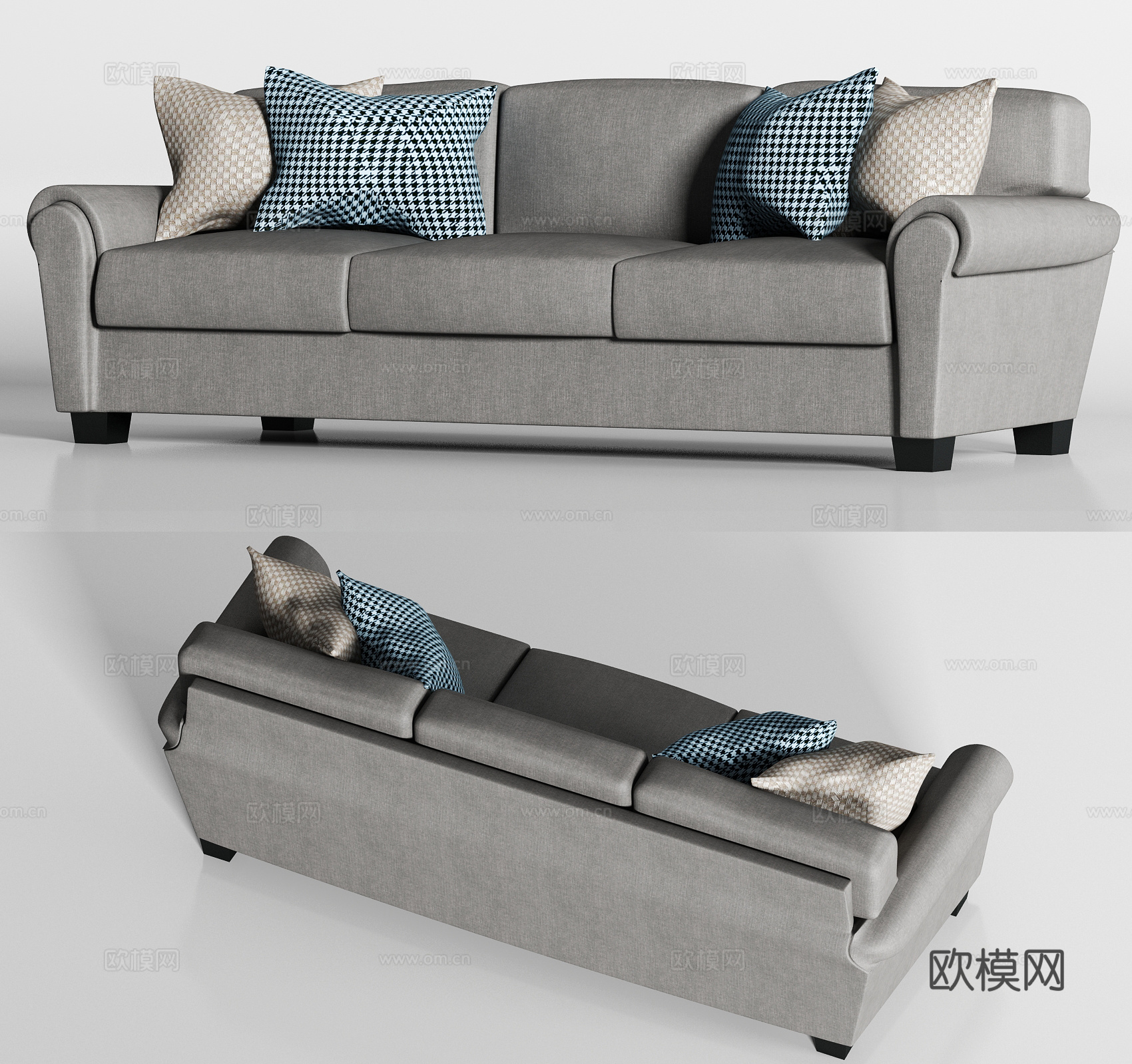 欧式简约多人沙发3d模型