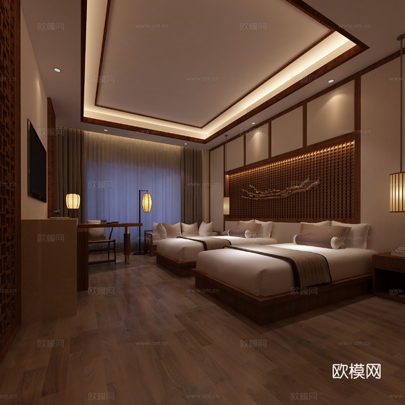 客房3d模型下載(渲染圖2)