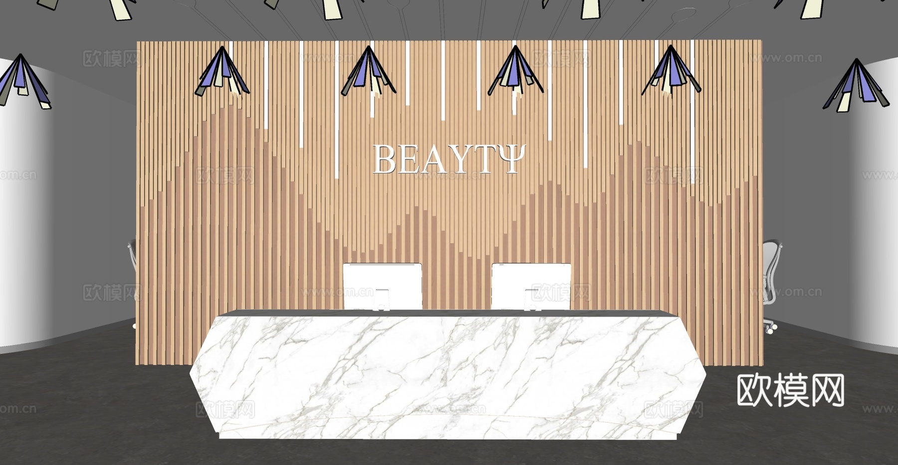 现代公司前台su模型下载下载（渲染图2）