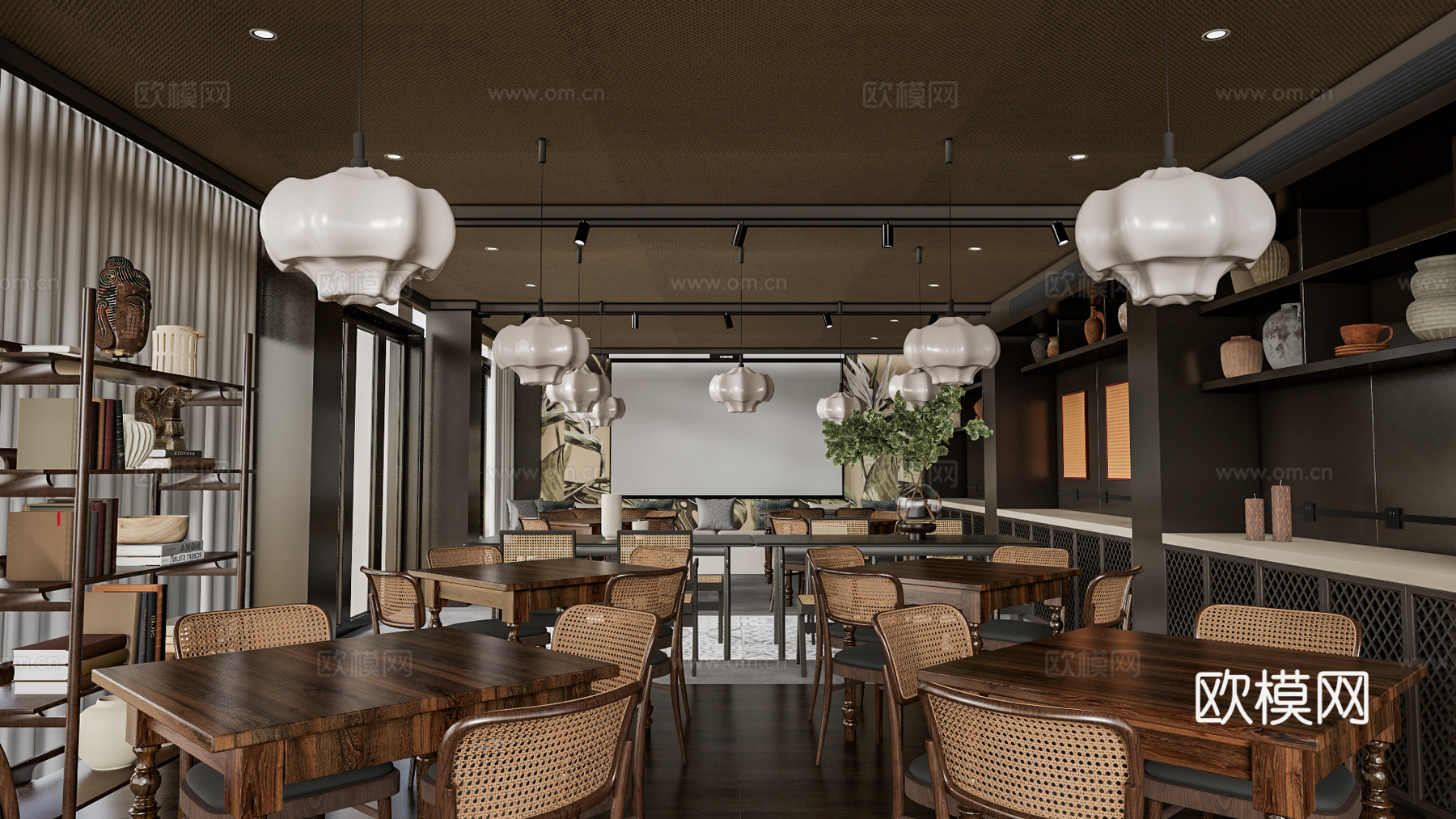 简美主题餐厅su模型下载